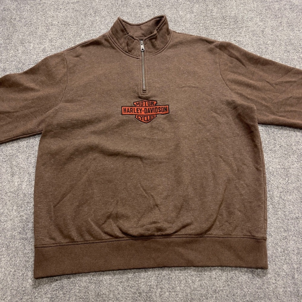 Harley-Davidson Staple 1/4 Zip Mockneck Pullover Java Brown